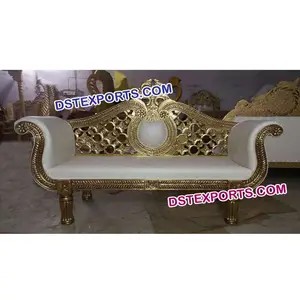 Wedding Bride Groom Gold Metal Two Seater New Design Golden Brass Metal Sofa Different Design Wedding Furniture Manufacturers