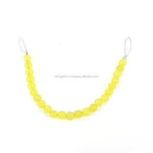 Cuentas redondas lisas de Calcedonia amarilla, hebras de piedras preciosas de 4mm, 3,13 pulgadas de longitud, 13,20 Cts para la fabricación de joyas - Product Image 2