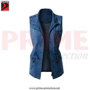 Chaleco de mezclilla de gran tamaño para mujer de marca superior Estilo de calle Chaleco de carga de cuatro bolsillos Chaleco de clase de alta moda - Product Image 4