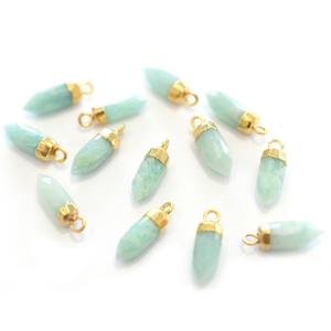 Amazonita de 16 a 18 mm con Argolla, Forma de Espiga Pequeña, Chapado en Oro, Colgante de Piedra Preciosa Natural, Accesorios para Joyería - Product Image 4