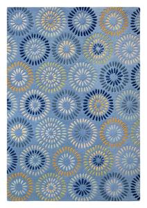 Juego de alfombras de pelo medio antideslizante de lana y seda con mechones florales modernos azules personalizados para uso doméstico - Product Image 2