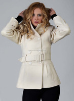 Chaqueta de Lana Exve Cashmerre para Mujer, Abrigos 100% Algodón, Mezcla de Lana, Terciopelo, Color Natural, Casual, Antiarrugas, Diseño Liso