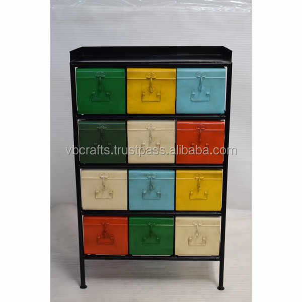 Modern Industrial Loft Urban Living Colorful Multi Drawer Chest of Drawer Cabinet Living Room Workshop Warehouse Home Cabinet