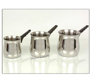 ชุดเครื่องครัวสแตนเลสสตีลแบบคลาสสิกเป็นมิตรกับสิ่งแวดล้อมของ Mayur Exports พร้อมด้ามจับเบกาไลต์ ประกอบด้วยหม้อโลหะและกาต้มกาแฟสำหรับร้านอาหาร - Product Image 4