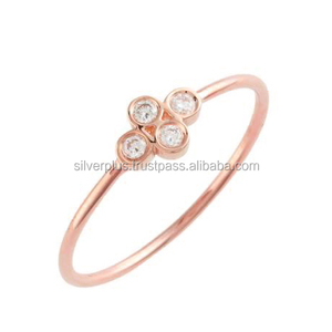 14K Solid <b>Gold</b> Four Bezel Setting SI Clarity G-H Color Diamond Wedding Band <b>Ring</b> Wholesale <b>Dainty</b> <b>Ring</b> From India - Product Image 2