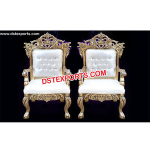 Clásico de la novia y el novio de la boda real silla oro Metal de latón novia novio sillas fabricante - Product Image 1