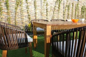 Mobilier d'extérieur moderne Table à manger en osier Chaise pour jardin Hôtel Restaurant Villa Rotin durable en bois avec cadre en aluminium - Product Image 5