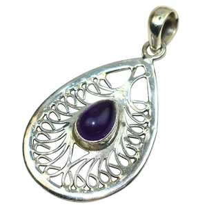 Colgante de amatista en forma de pera para mujer, de Plata de Ley 925, joyería de plata de último diseño, novedad - Product Image 3