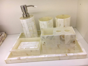 Bocina, hueso, Perla Madre y resina, conjunto de baño, los mejores productos - Product Image 3