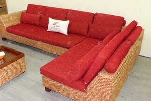 Sofá modelo elegante tejido de Material Natural, mimbre de jacinto de agua para uso en interiores - Product Image 6