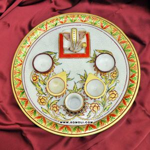 ถาดพระพิฆเนศรูปแอปเปิ้ลหินอ่อนถาดพระพิฆเนศอินเดียของขวัญคืนงานแต่งงานของขวัญประตูแบบดั้งเดิมของขวัญพิธีทางศาสนาฮินดู - Product Image 6