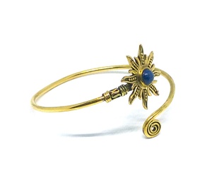 Uniquely Designed Brass Cuff Bracelet with Lapis Stone <b>Gold</b>-Plated Pearls Diamonds <b>Number</b> Pattern Weddings Parties Anniversaries - Product Image 2