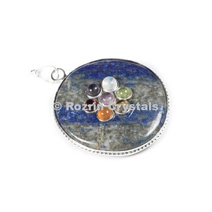 Lapis Chakra <b>Disc</b> Pendant : top exporter chakra <b>metal</b> pendant - Product Image 1