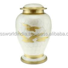 <b>Large</b> Falling Leaves Cremation <b>Urn</b> Funeral Supplies Brassworld India - Product Image 4