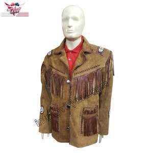 Chaqueta de cuero de ante para hombre, color blanco, estilo occidental, alta calidad, bajo precio - Product Image 6