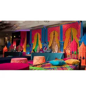 De la boda Punjabi Mehndi noche decoración de boda real Sangeet etapas Punjabi Mehandi etapa Decoración