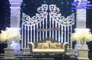 แผงมงกุฏเวทีงานแต่งงานของราชวงศ์,การตกแต่งเวทีหลังกรอบของวอลม่ามุสลิมแผงสีทองสำหรับงานแต่งงานที่ดูสวยงาม - Product Image 3