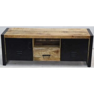 Venta caliente último diseño industrial Mango de madera muebles de sala de estar soporte de TV para apartamento Villa Oficina Hotel entretenimiento - Product Image 5