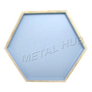Plateau de service décoratif moderne de style européen, carré et hexagonal, en manguier, bambou et marbre, pour la cuisine et la maison. - Product Image 1