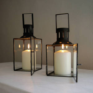 Black Metal Glass <b>Lantern</b> <b>Candle</b> <b>Holder</b> for Home Office Wedding Decor Elegant <b>Candle</b> Jars - Product Image 2