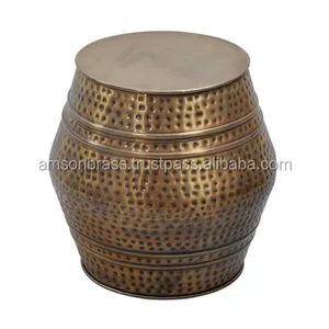 Decorative Home Furniture Antique Hammered Aluminium Drum Side Stool