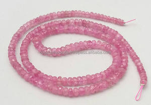 Cuentas de 3mm de rondeles facetadas de zafiro rosa - Product Image 2