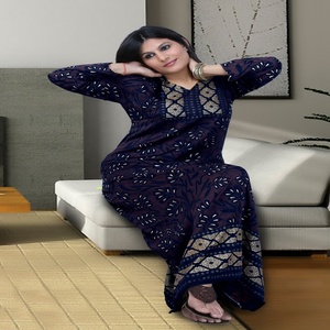 Magnifique longue robe indienne imprimée Kaftan / Vente en gros de robes indiennes musulmanes sexy Abaya - Product Image 3