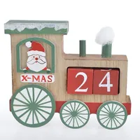 Calendario dell'avvento del treno di natale in legno con babbo natale per la decorazione domestica del regalo dei bambini
