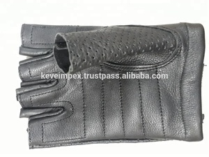 Gants de cyclisme en cuir noir pleine main Keven Impex de haute qualité, respirants, avec fermeture auto-agrippante, unisexe, prix abordable, États-Unis - Product Image 2