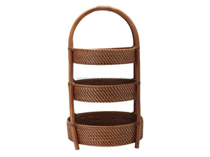 3 Tiers Rattan Shelf / Durable Rattan Rack for Home <b>Holder</b> - Product Image 5