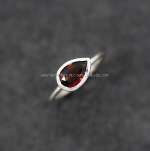 Bague en argent Sterling 925 et quartz grenat, pierre précieuse - Product Image 1