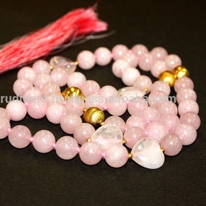 สร้อยคอลูกปัดควอตซ์หัวใจแบบโบฮีเมียนโบฮีเมียนสำหรับทุกเพศสำหรับงานปาร์ตี้หรือเป็นของขวัญจักระสวดมนต์ลูกปัดมาลาพู่ - Product Image 4