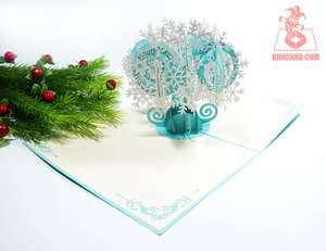 Carte-cadeau de Noël carte 3d pour le nouvel an flocon de neige arbre pop up carte artisanat fabriqué au Vietnam - Product Image 4