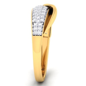 Bague de fiançailles en diamant véritable 0,40 TCW |   Bague élégante en or jaune 14 carats avec sertissage à griffes et bande incurvée, bijou raffiné, cadeau pour femme - Product Image 3