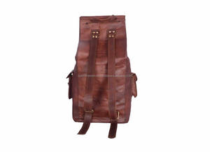 Venta al por mayor hecho a mano en relieve Vintage hombres cabra cuero genuino marrón puro 16 "mochila de hombro mochila accesorios de viaje bolsas - Product Image 3