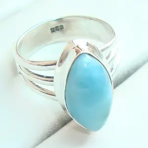 Cincin Mode Tinggi Larimar Biru Desain Terbaru 2020 untuk Wanita