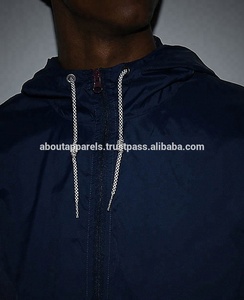 Veste coupe-vent à capuche sur mesure bon marché pour hommes en grande taille, design patchwork, imperméable, 100% polyester, couleurs marine et bordeaux - Product Image 3