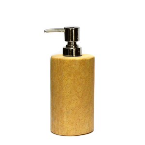 Distributeur de savon en grès jaune avec pompe en acier inoxydable artisanat indien fait à la main forme et taille personnalisées marbre de salle de bain - Product Image 1