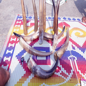 Cuernos para Beber Tallados a Mano con Cuerno Animal, con Borde Superior de Latón y Perilla de Latón en el Extremo - Product Image 5