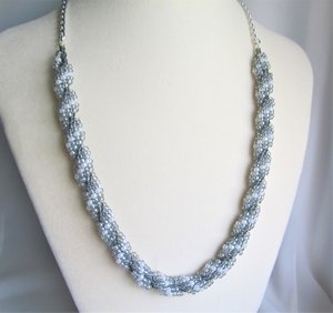 Gray Beaded Spiral <b>Rope</b> Necklace Handmade Happiness - Product Image 1