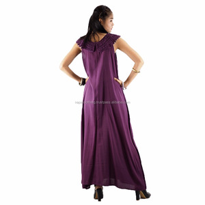 NAPAT เดรสสตรีแขนสั้น,เดรสผ้าฝ้ายความยาวลากพื้น - Product Image 3