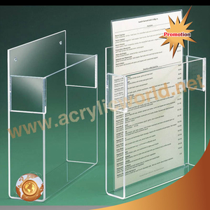 ที่กําหนดเองอะคริลิคใสตารางบัตรโบรชัวร์ขาตั้งจอแสดงผลติดผนังผู้ถือป้ายอะคริลิคชั้นวางโบรชัวร์ - Product Image 1