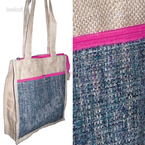 Extra Large JUTE SHOPPING <b>BAG</b> with Zipper Closure and Rope Handle - Product Image 3