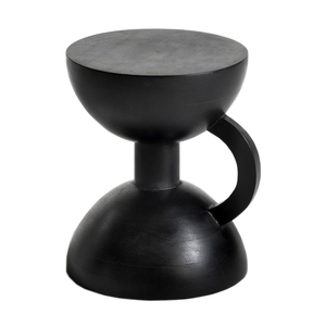 Table d'appoint moderne en bois massif, table basse peinte en noir avec style traditionnel, meubles fixes pour le salon - Product Image 1