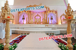 Ensemble de mandap en bois de cygne pour mariage, mandap de mariage traditionnel en bois, design de paon, décoration de mandap, décoration d'événement en Suisse - Product Image 3