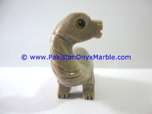 Statue de dinosaure en marbre onyx Sculptée à la main Animaux en pierre naturelle Sculpture polie Décoration et cadeau Prix économique - Product Image 4