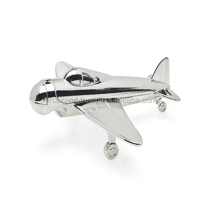 Avião de alumínio moderno, transparente, polido, design extravagante, decoração, modelo padrão moderno