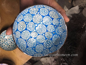 Rojo diseño de piel de serpiente de concha de coco de artesanía bowl - Product Image 3