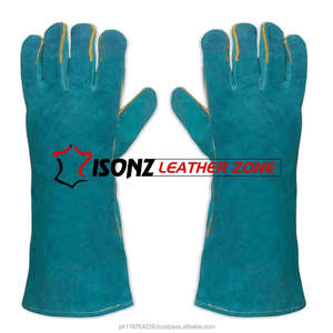 Guantes de soldadura MIG de zona de cuero ISONZ de alta calidad, cuero genuino de vaca dividido, resistente al calor, doble Palma, anticorte, antiimpacto - Product Image 4