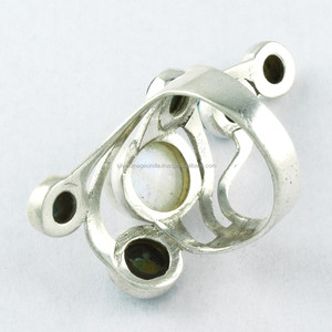 Women Wear Latest Design Turquoise & Rainbow <b>Moon</b> Stone Jewelry 925 Sterling Silver <b>Ring</b> - Product Image 4